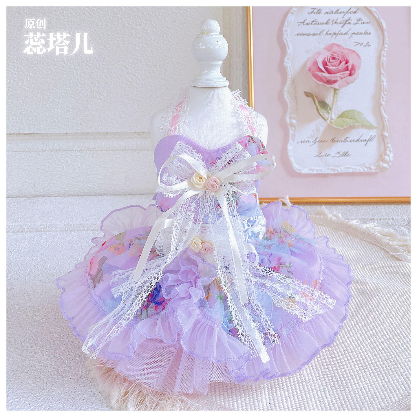 马尔济斯洛丽塔公主裙约克夏小体狗露背裙吊带蓬蓬裙狗狗连衣裙夏