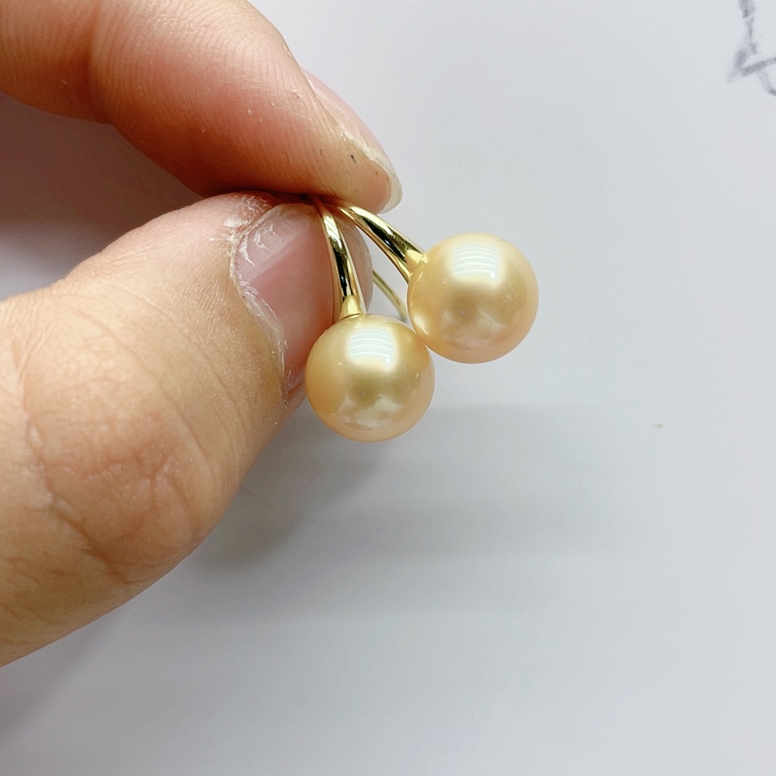 海水珍珠耳饰银S925镶嵌