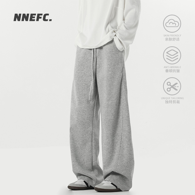 NNEFC美式高街弯刀裤男女潮牌春秋直筒阔腿运动重磅百搭休闲卫裤