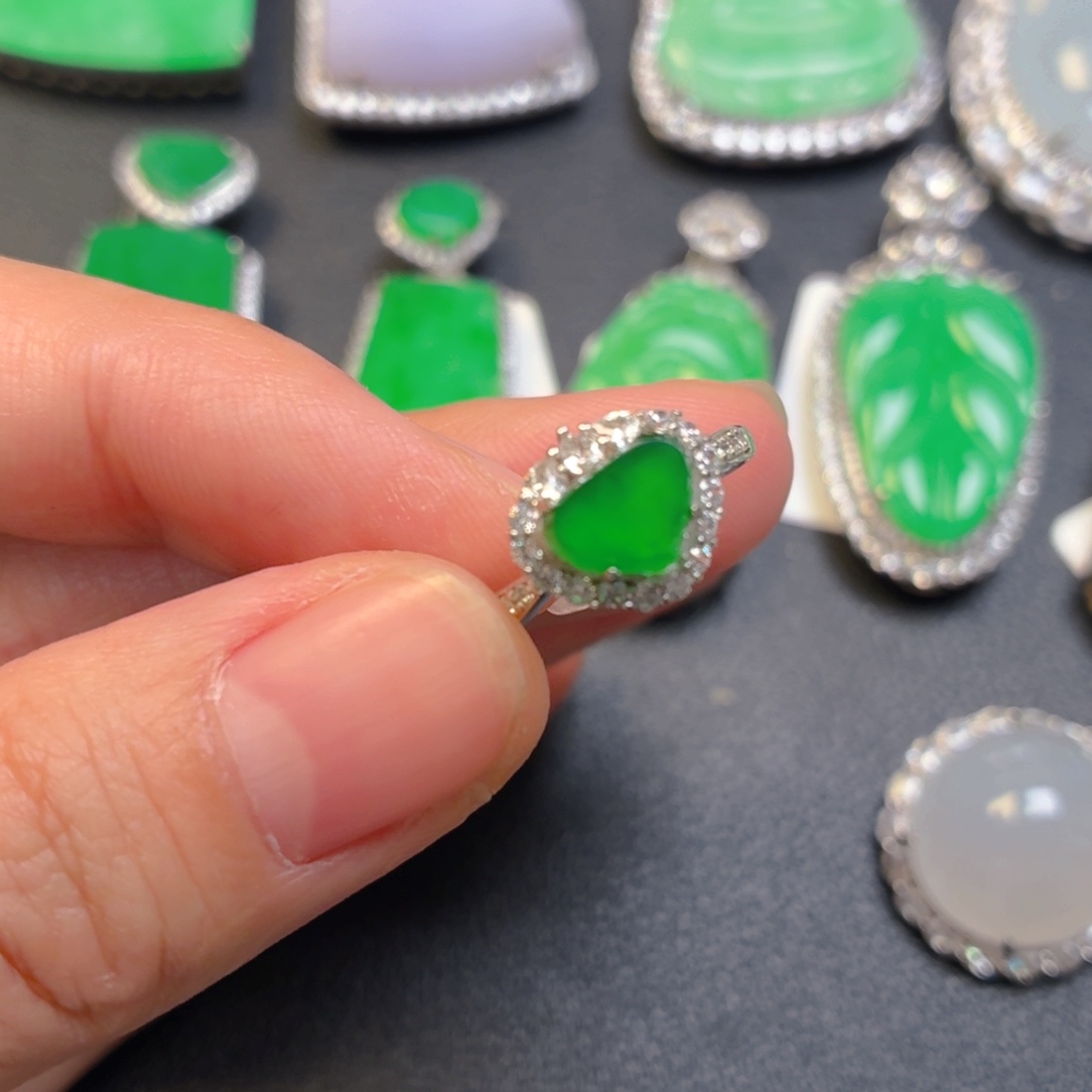 翡翠银S925镶嵌吊坠(不含链)戒指