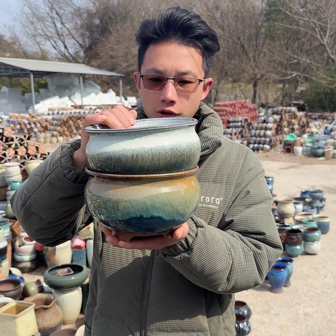 紫砂花盆口20高12.5（两个拼