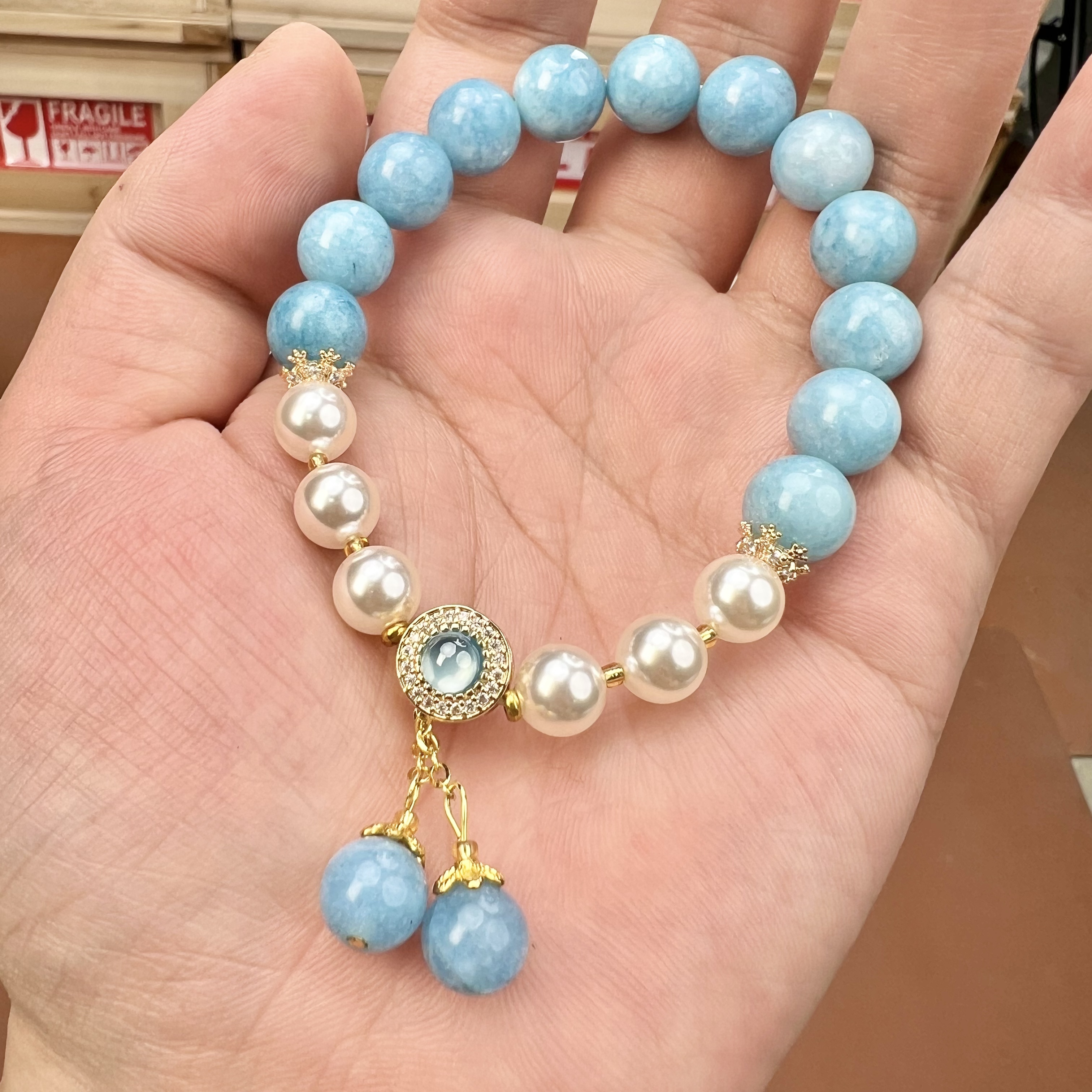 海蓝拼色单圈S1051  无礼盒