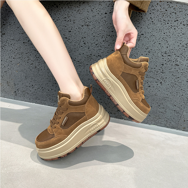 真皮高帮厚底加绒小白棉鞋女2025秋冬新款舒适保暖百搭休闲运动鞋