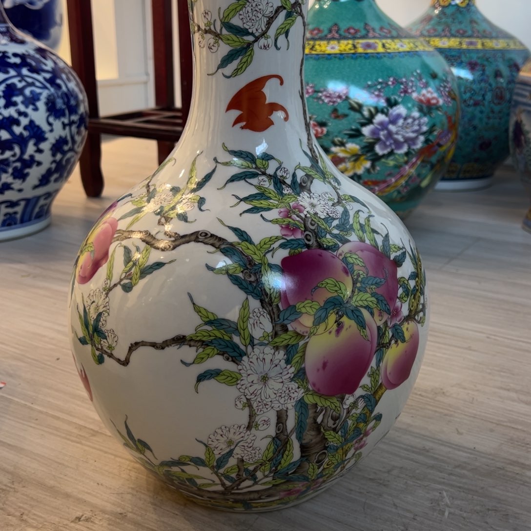 陶摆件40cm桃子天球瓶