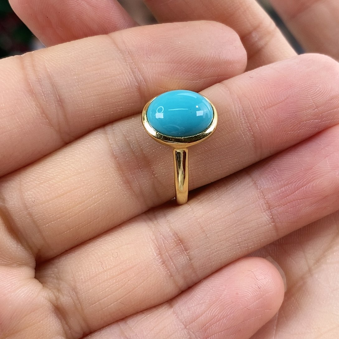 绿松石银S925镀金镶嵌珠宝奇石