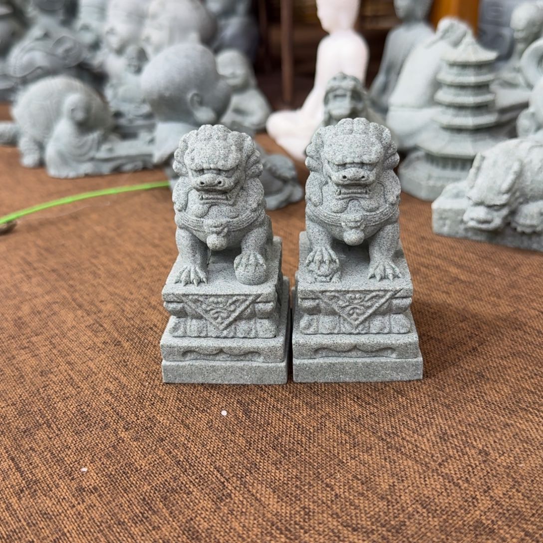 石材青砂石石狮子一对7