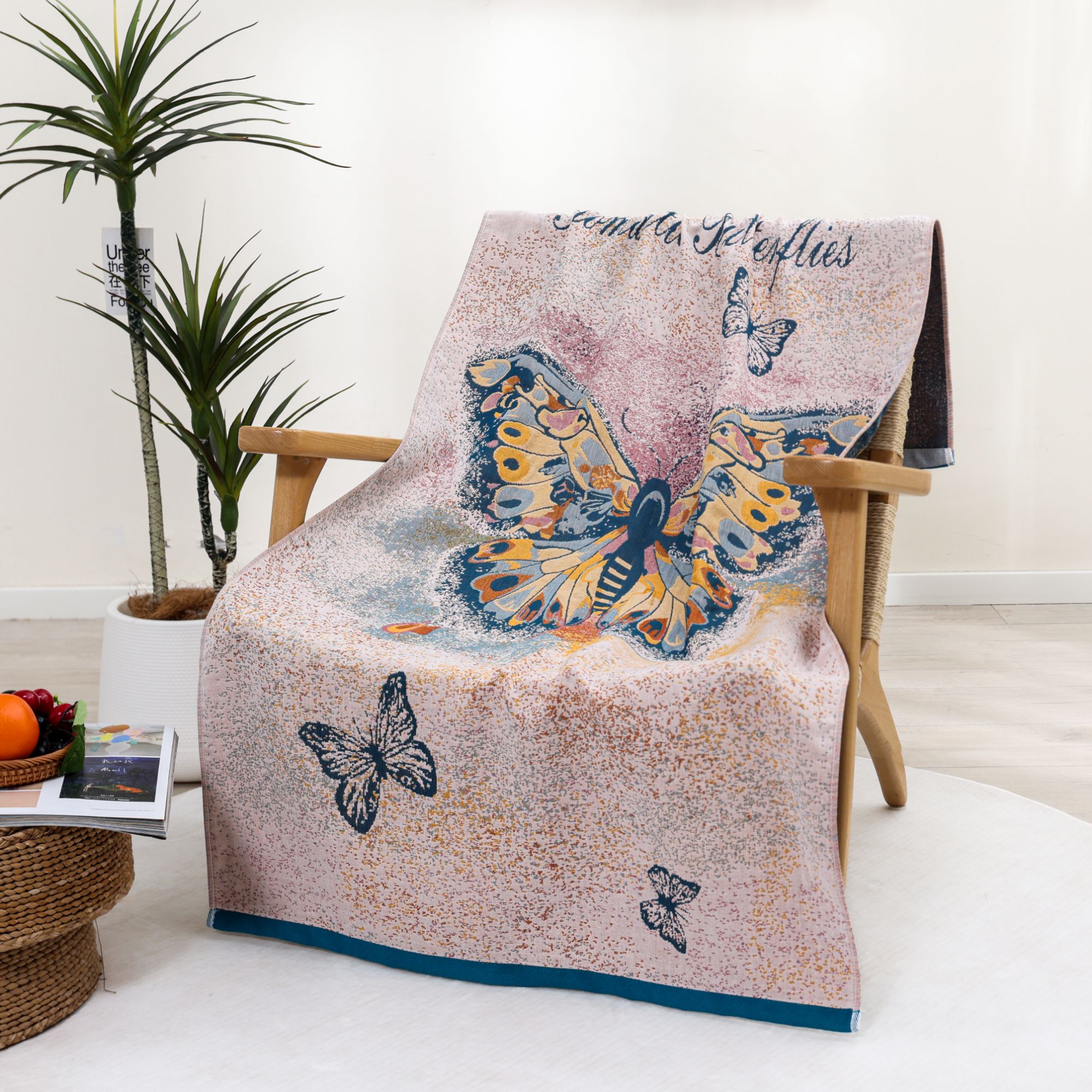 开播福利【炫彩蝴蝶】成人家用吸水加大纱布浴巾