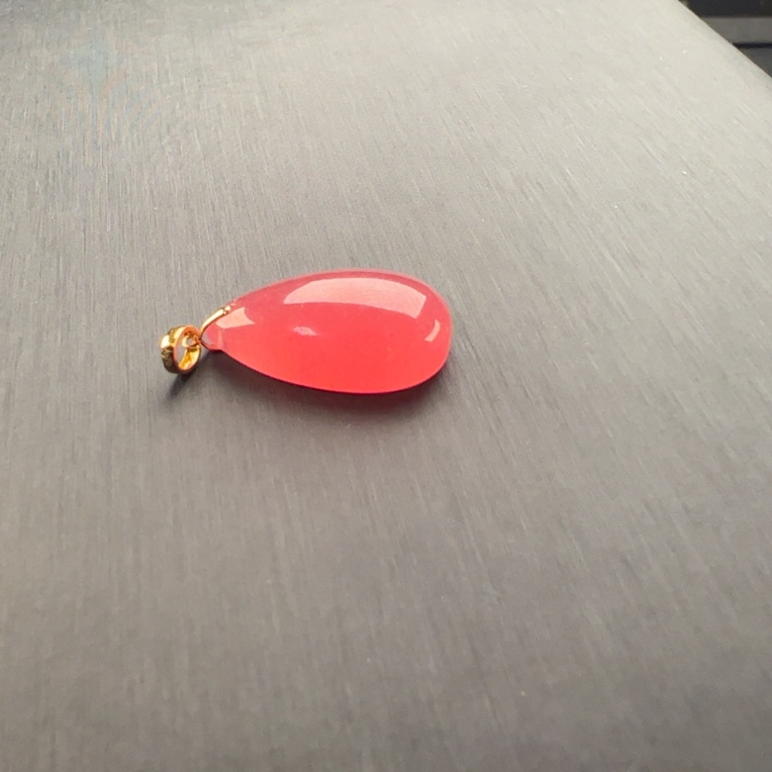 菱锰矿（红纹石）18K金镶嵌吊坠(不含链)i**y