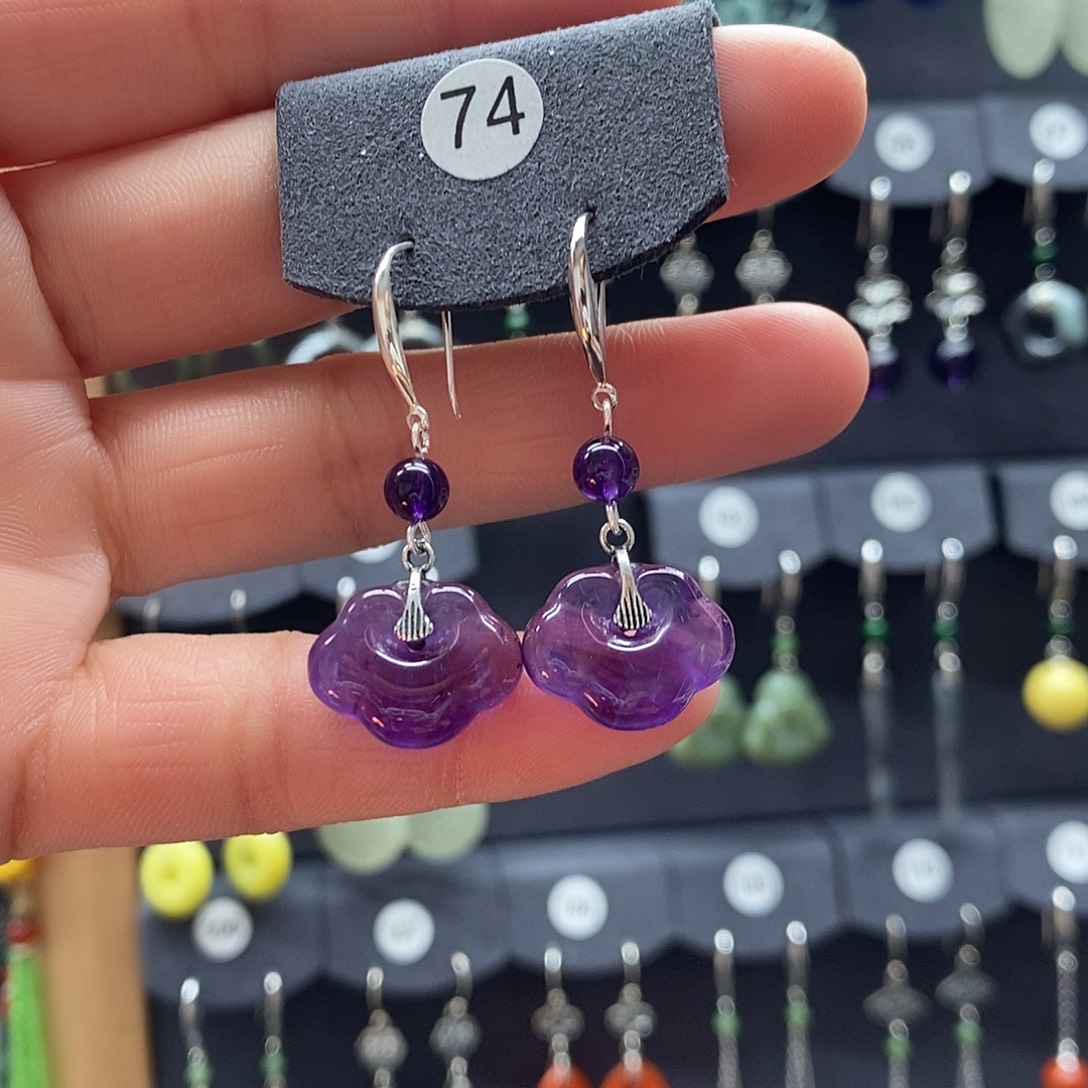 银S925镶嵌耳饰紫晶