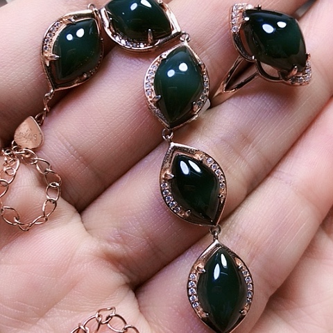 和田玉银S925镶嵌挂件