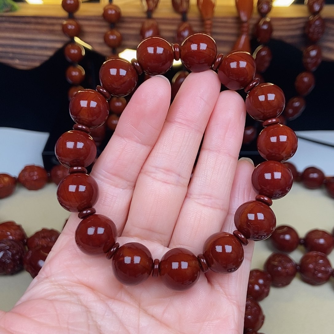 橄榄核吊坠创****家正圆光珠