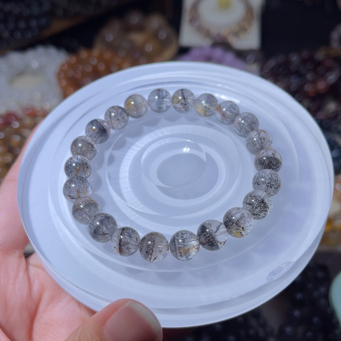 未镶嵌手串水晶黑超七胶花共生