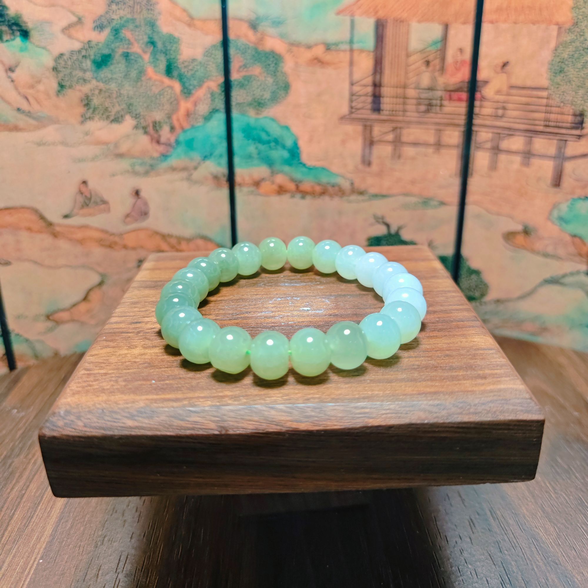 U和田玉渐变算盘珠手串2156