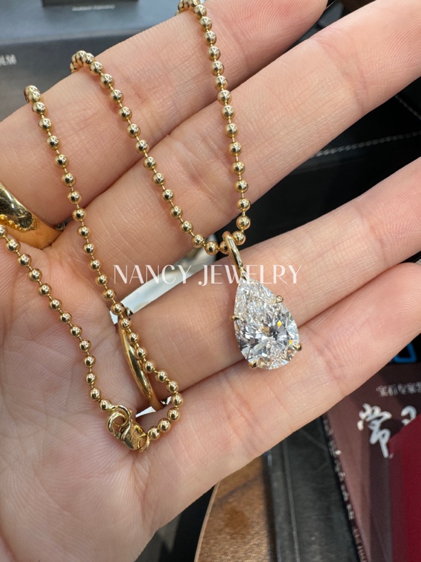 实验室培育钻石【念慈高定】18k三克拉水滴重金珠珠项链 IGI定制款