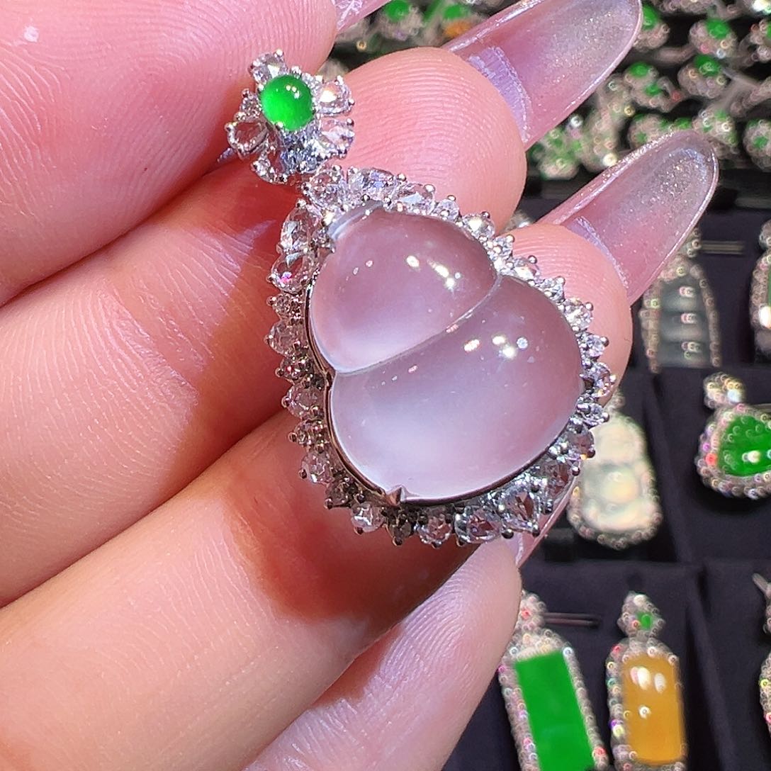 翡翠18K金镶嵌吊坠(不含链)翡翠