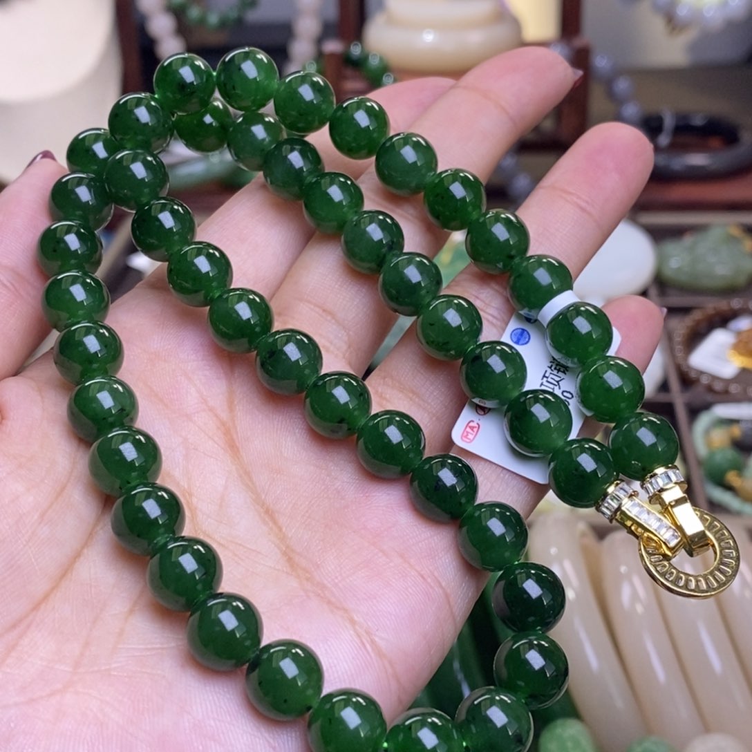 和田玉碧玉老坑料妈妈链10m未镶嵌