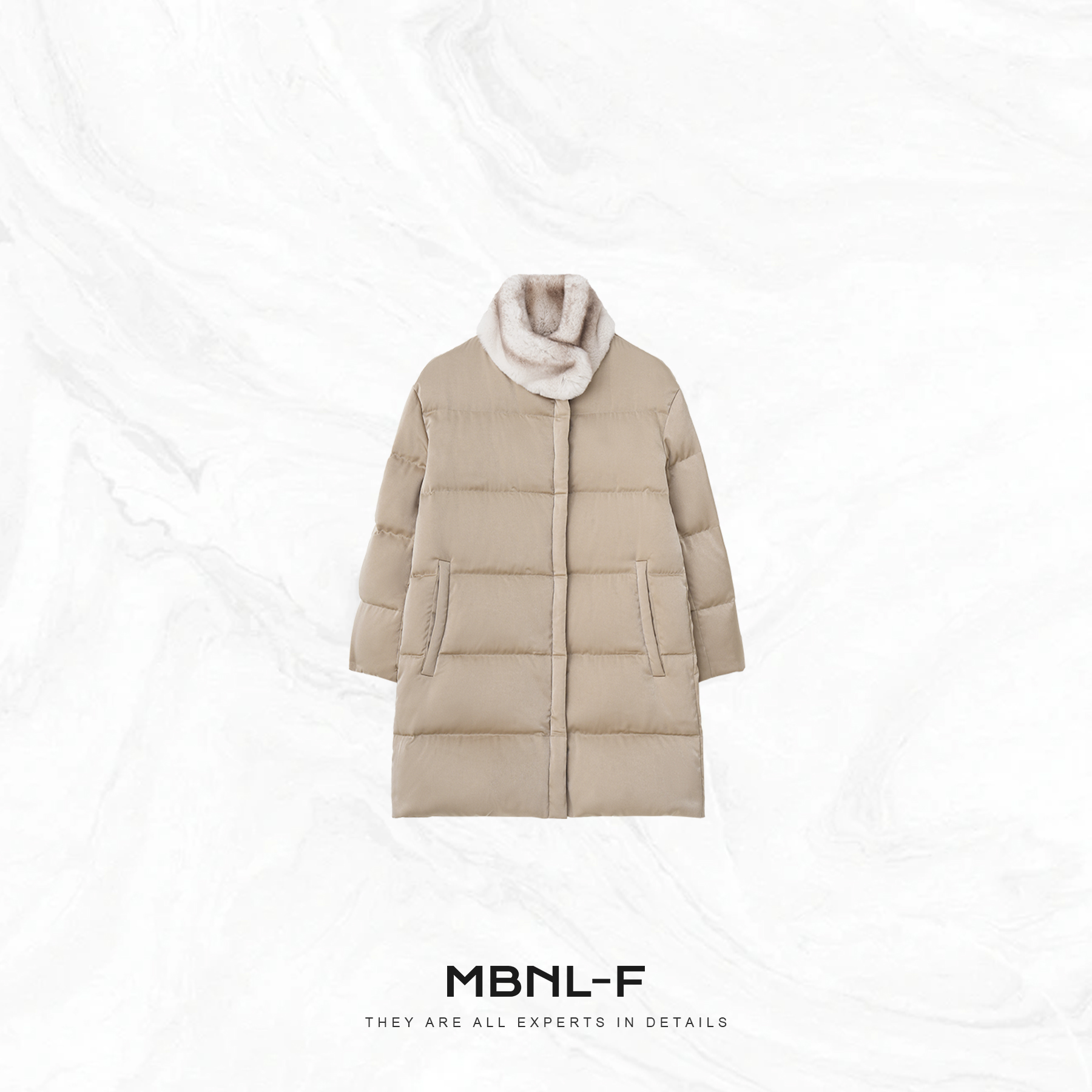 MBNL-F“香槟鹅绒” 进口纱线织造獭兔毛领鹅绒服 秦磊XM-XYR3742