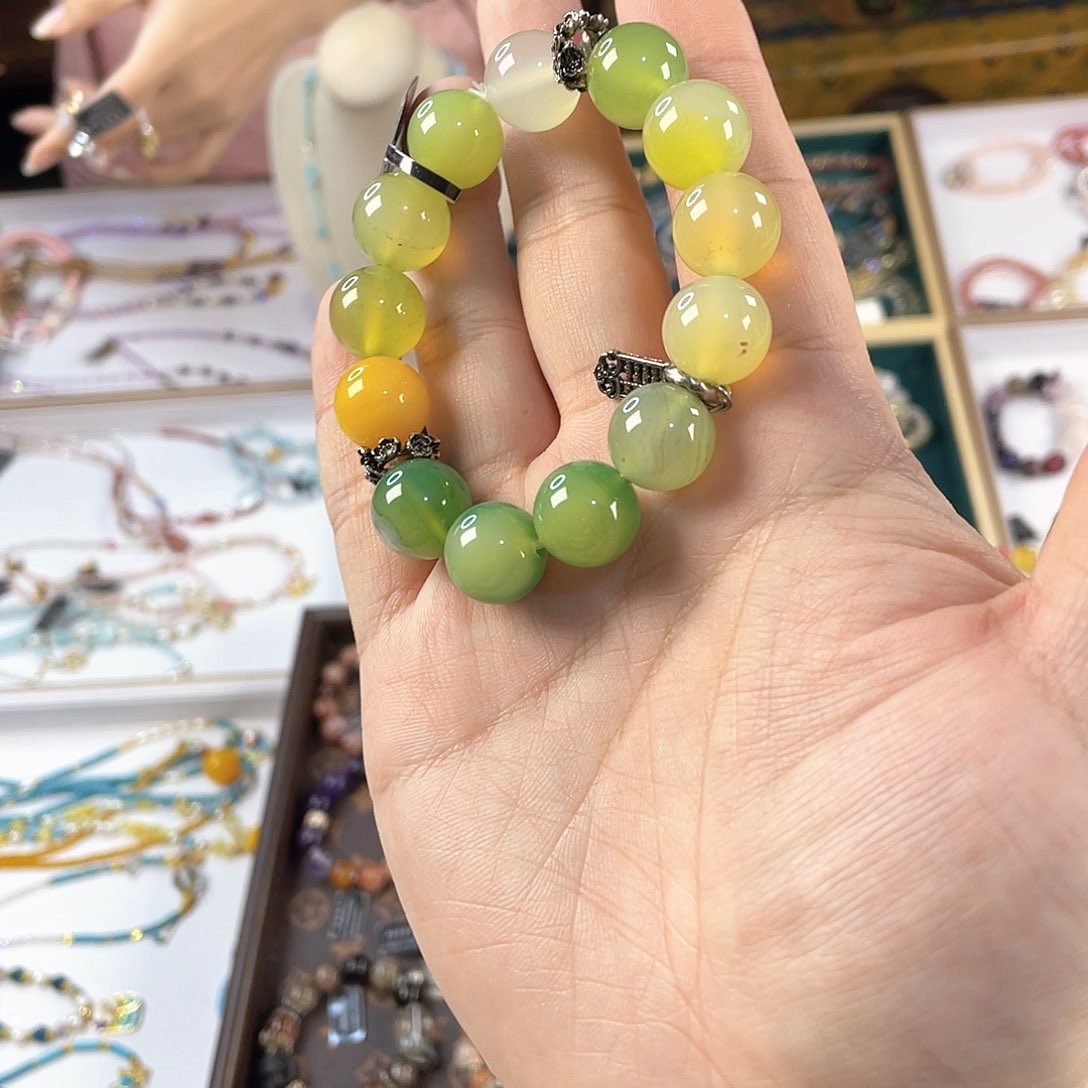 水晶手链银S925镀金镶嵌