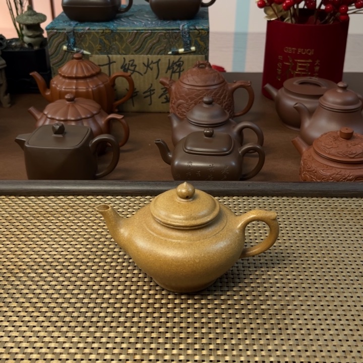 紫砂茶壶笑樱黄降坡手工壶