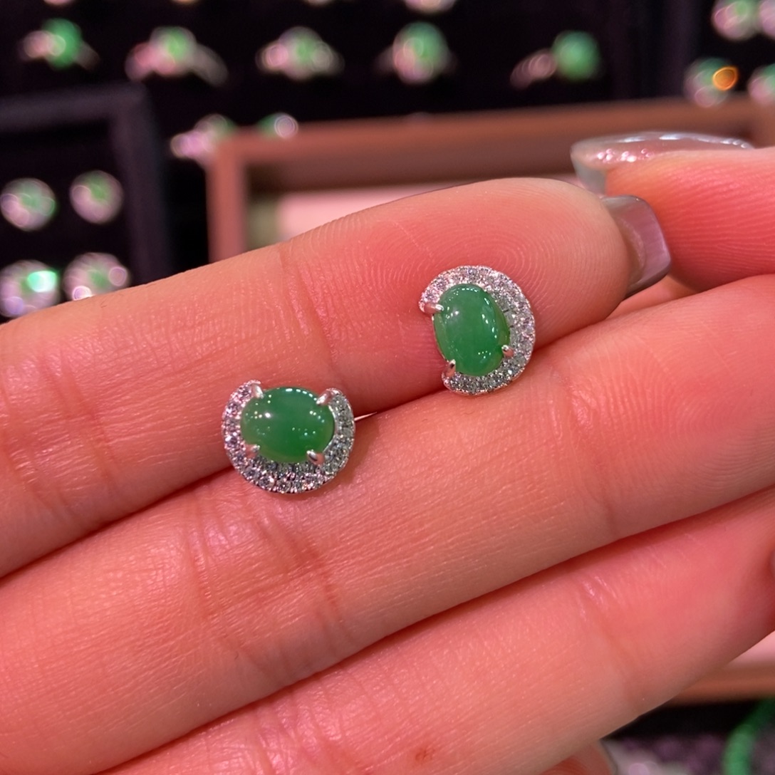 翡翠银S925镶嵌戒指天然缅甸