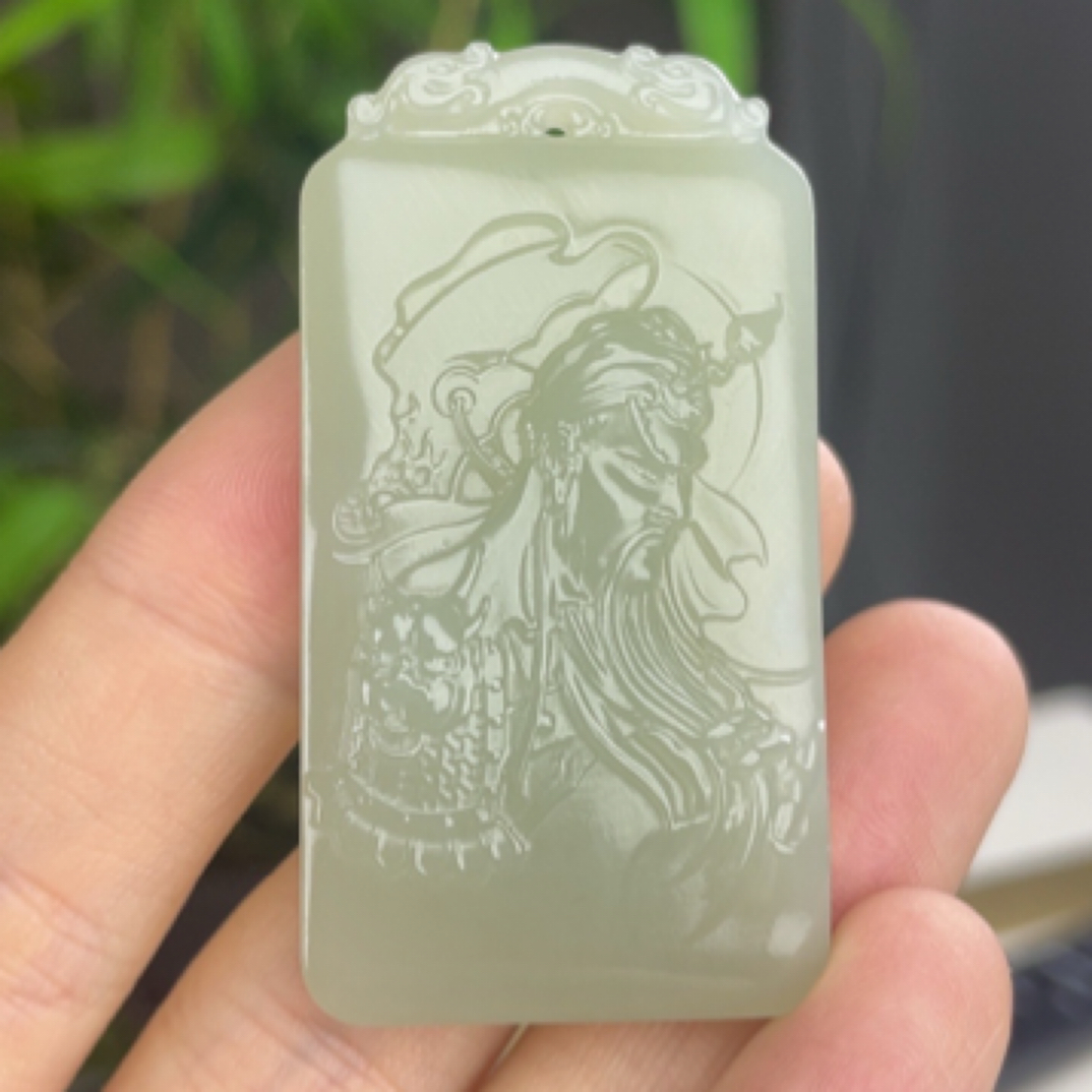 新疆和田玉双面关公牌武财神