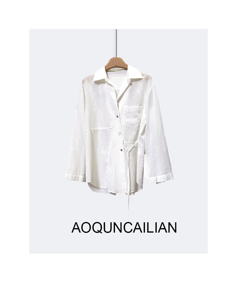 AoQunCaiLian夏季新款设计感小众翻领衬衫GG6016