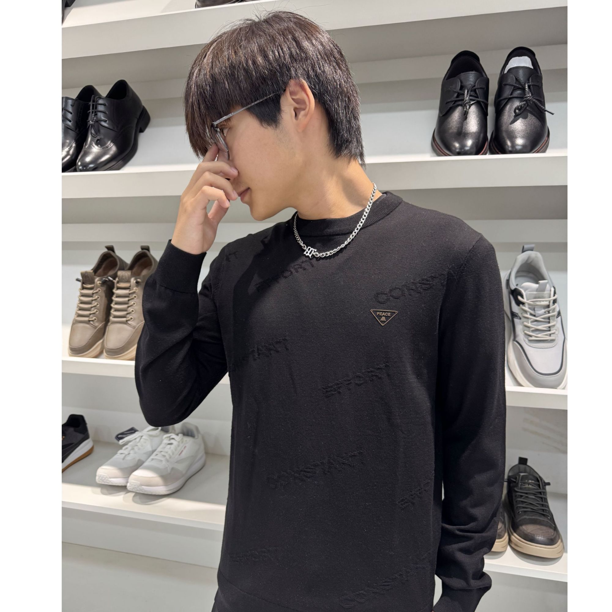 【清库邮费自理】轻薄字母长袖针织衫秋季圆领修身印花套头3U156A