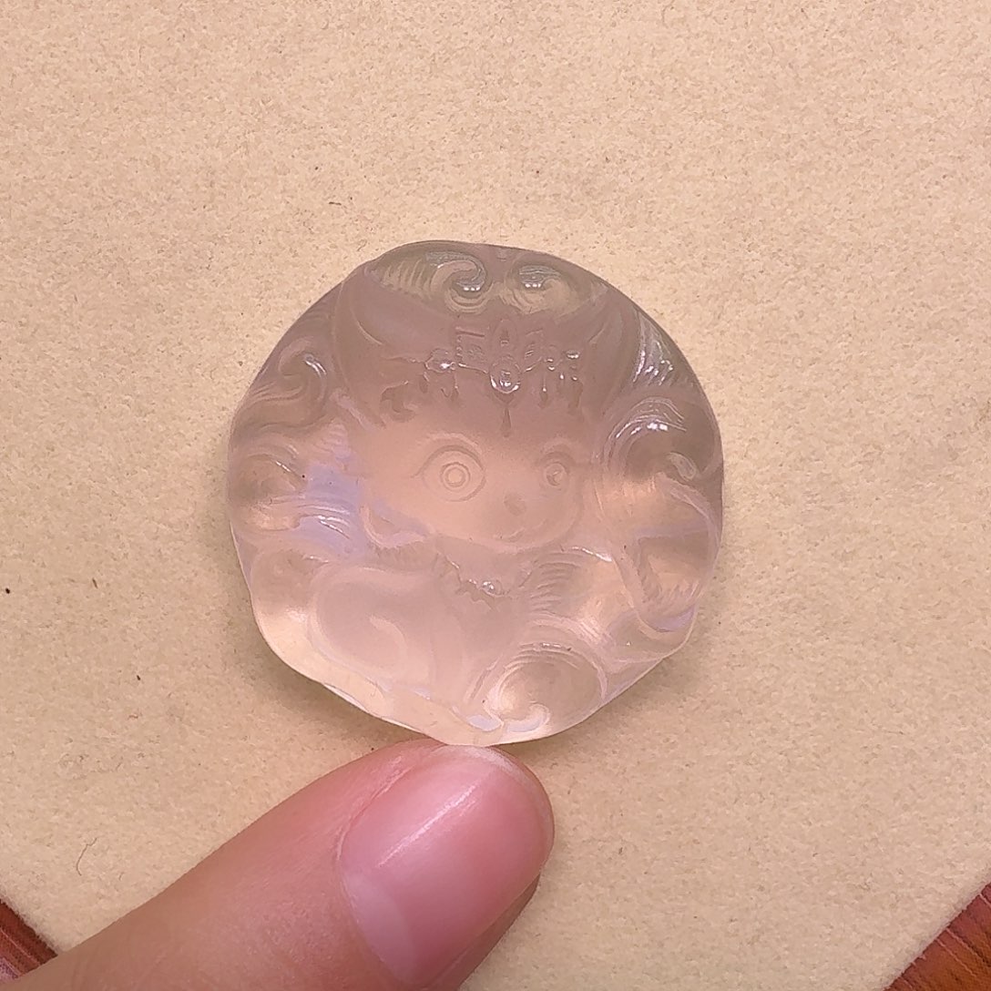 水晶颈饰未镶嵌天然粉水晶狐狐吊坠