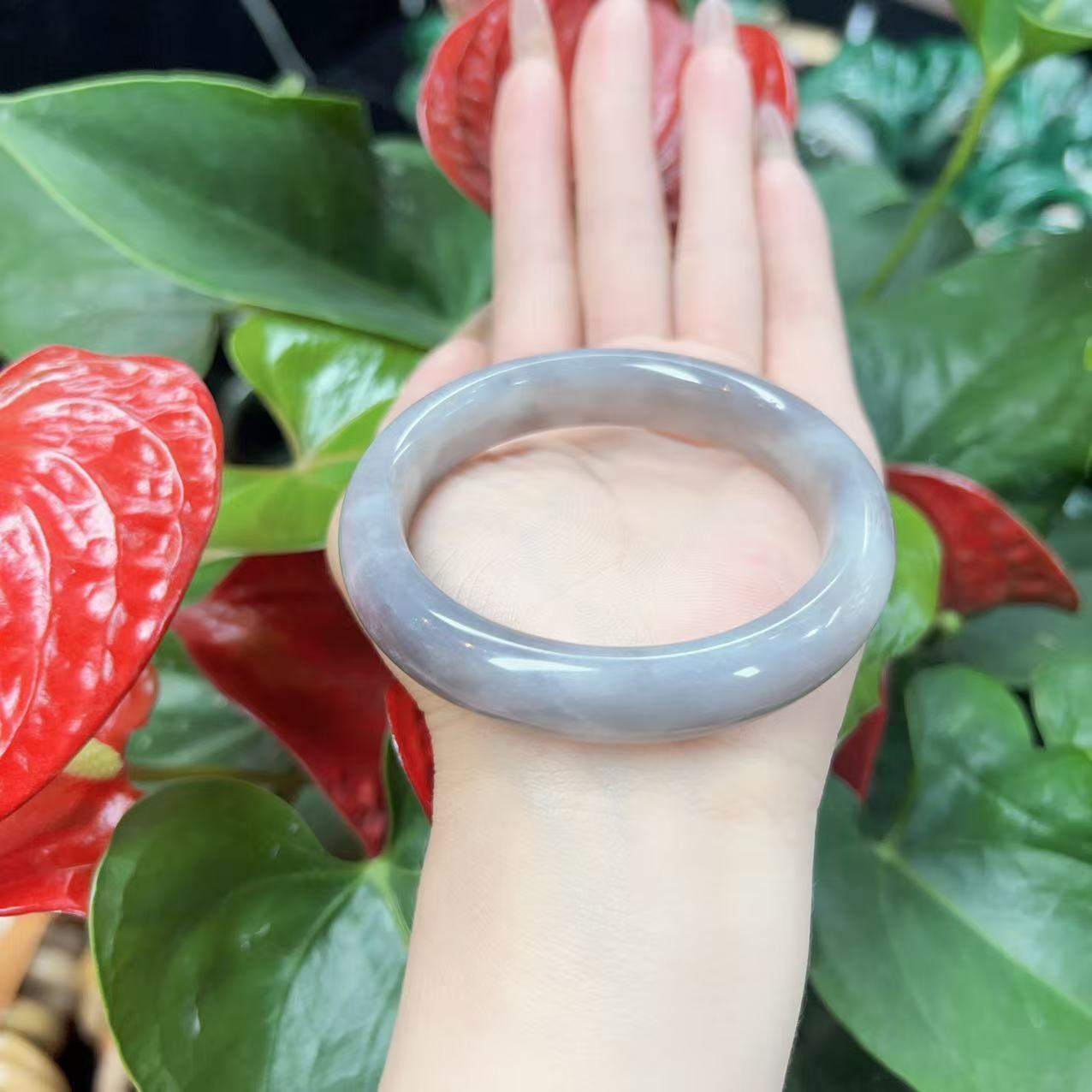 D195 天然和田玉烟紫国风手镯 拍一发一多样性发其一