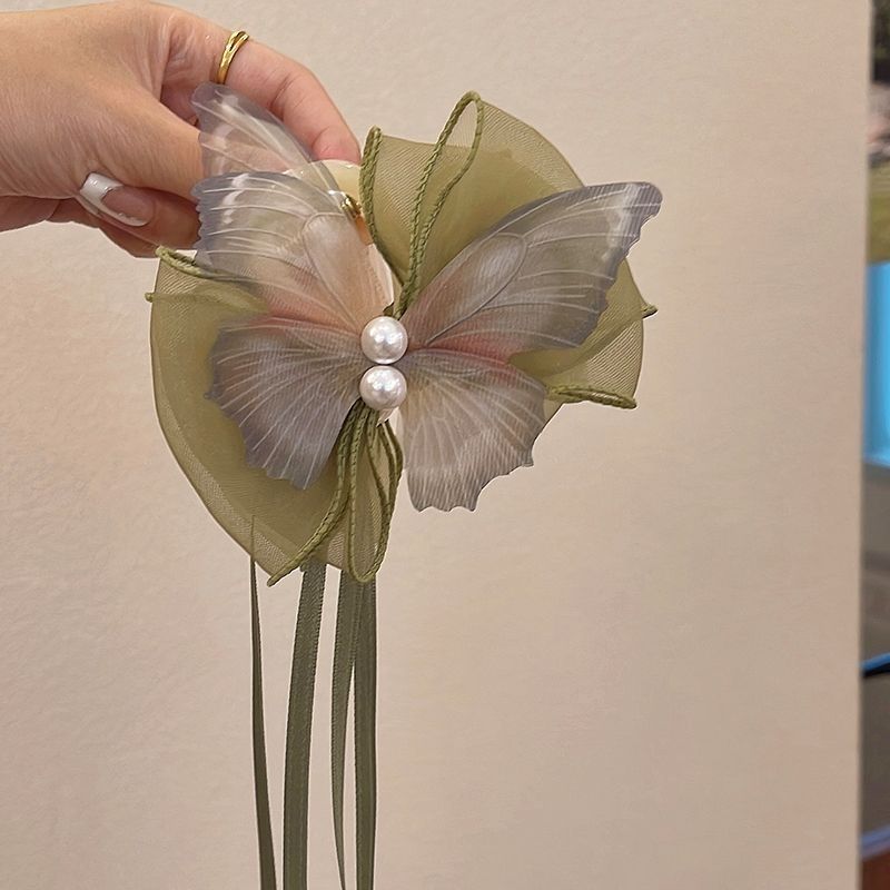 新中式蝴蝶飘带抓夹头饰古风气质女千金风发夹新款仙气夹子发夹女