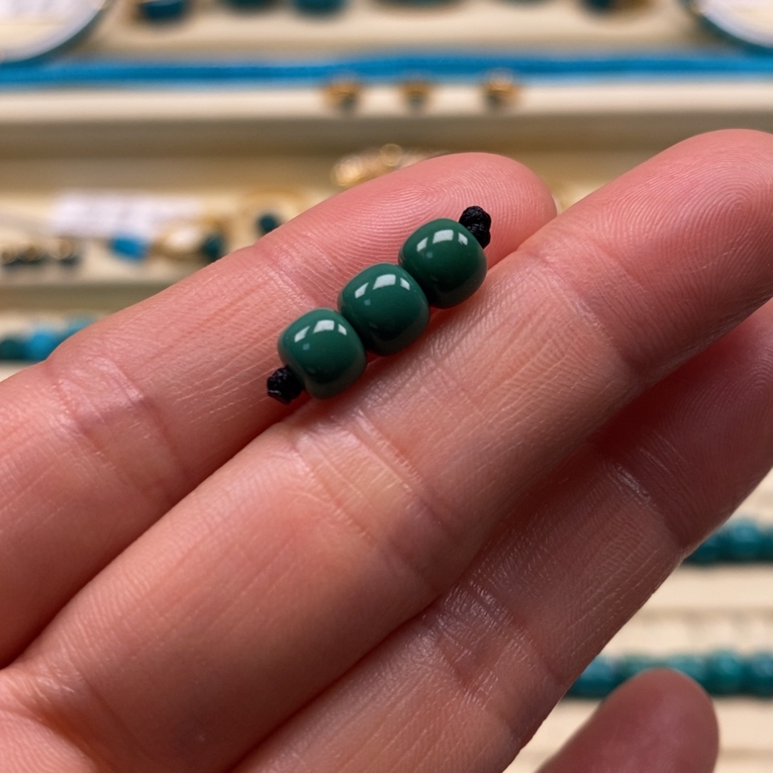 绿松石未镶嵌珠宝奇石顶珠6.2腰珠6老型三连珠