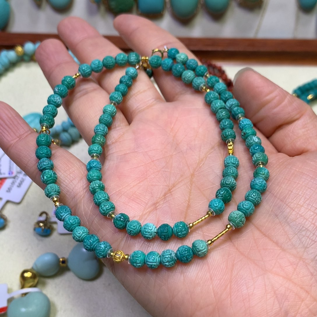 绿松石项链18K金镶嵌