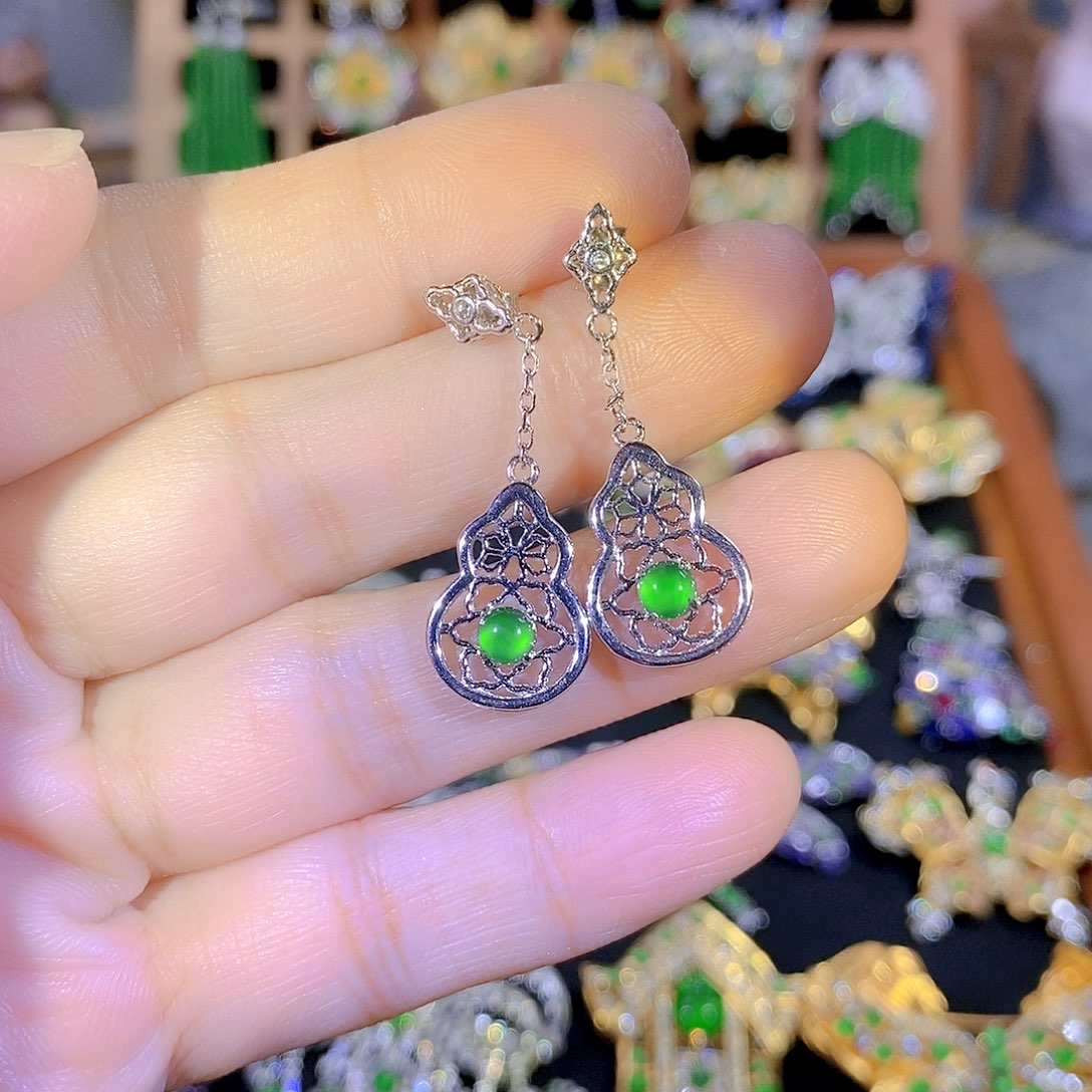 吊坠(不含链)银S925镶嵌翡翠