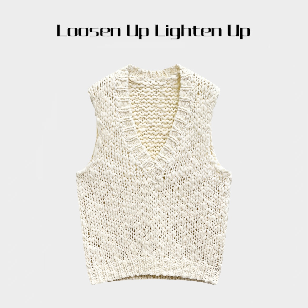 MLoosen Up【糖霜马甲】羊毛混纺颗粒感慵懒风V领无袖针织叠穿神器