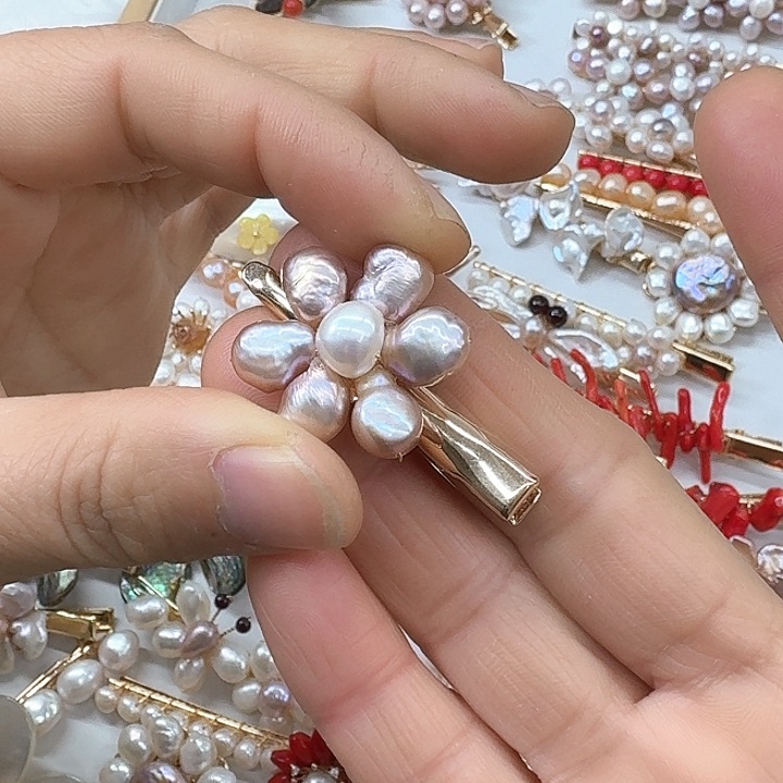 淡水珍珠发饰银S925镶嵌