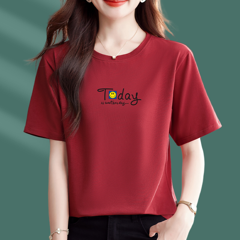 【官方】啄木鸟女士纯棉短袖夏季2025新款时尚洋气宽松百搭夏装上衣