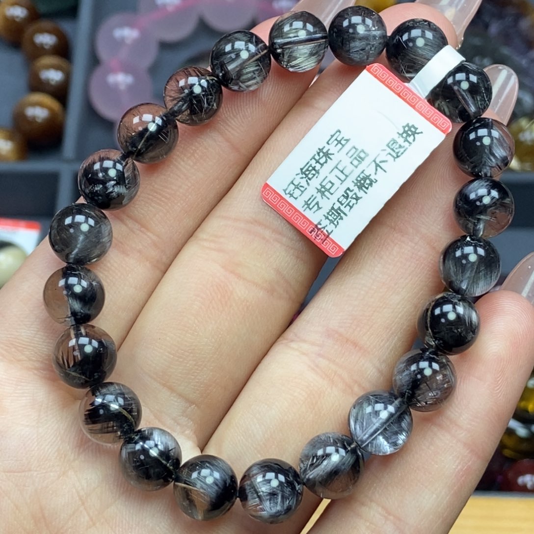 水晶黑银钛手串未镶嵌8.6mm