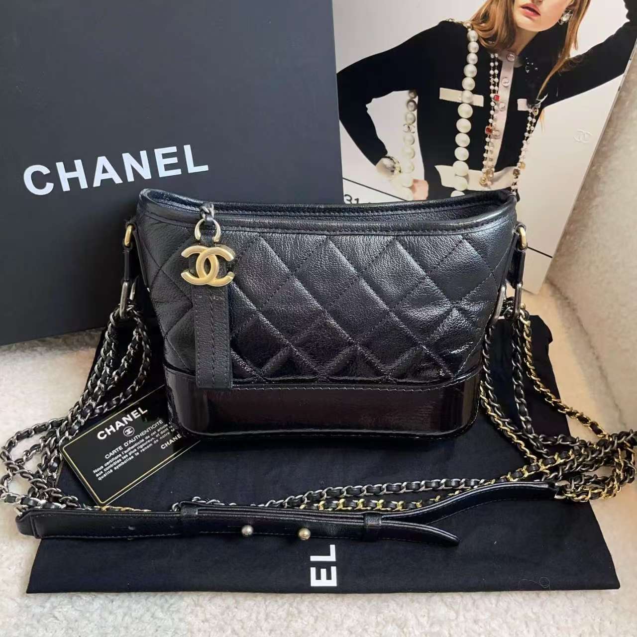 99新 Chanel/香奈儿 黑金渐变流浪包小号/22834145/12期/代卖服务