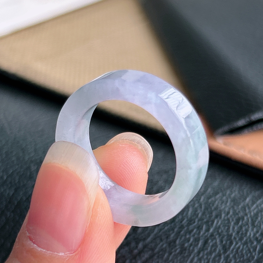 19号圈口天然A货翡翠紫罗兰方戒指环缅甸老坑冰糯玉戒指男女款