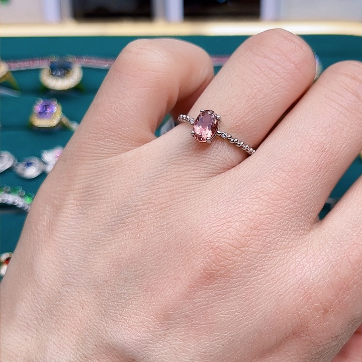 碧玺戒指银S925镶嵌成品