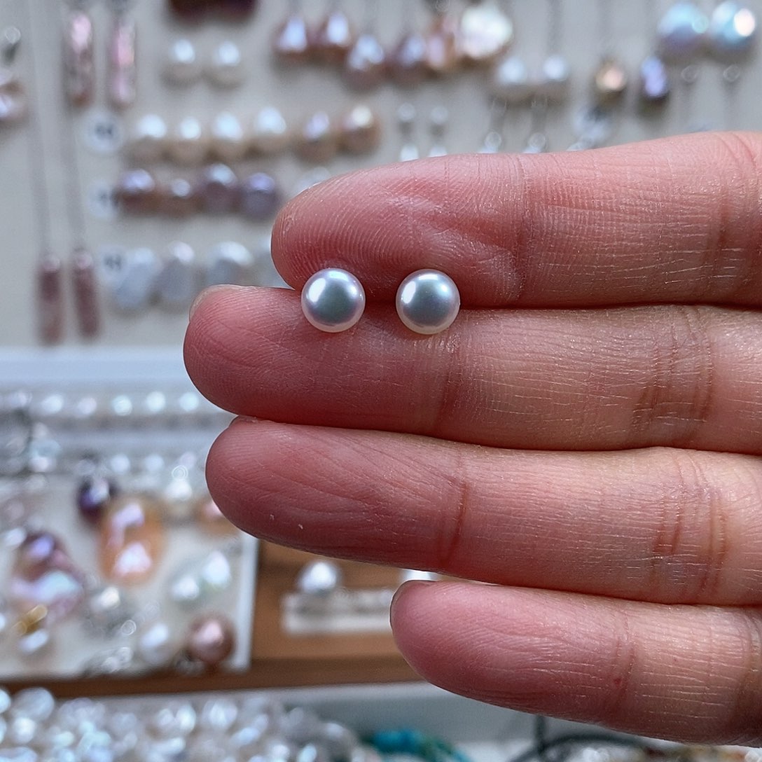 淡水珍珠耳饰银S925镶嵌2