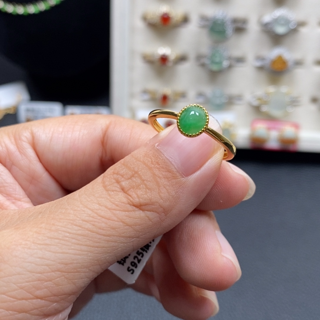 翡翠银S925镶嵌戒指