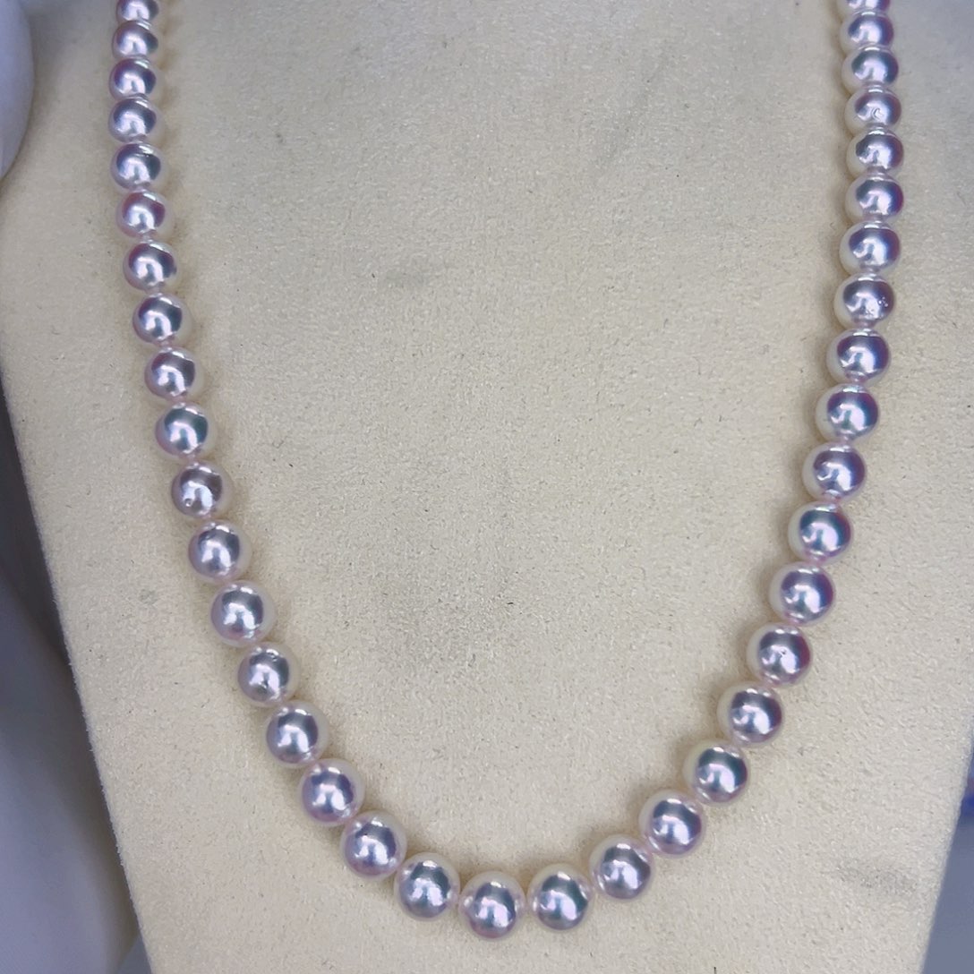 海水珍珠海水akoya满珠链6-7mm银S925镶嵌