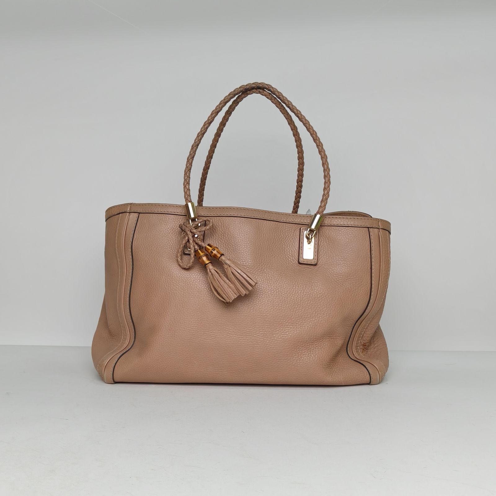 95新 GUCCI/古驰 小花Jerry活动粉色 皮革C 金扣 竹节 手提包