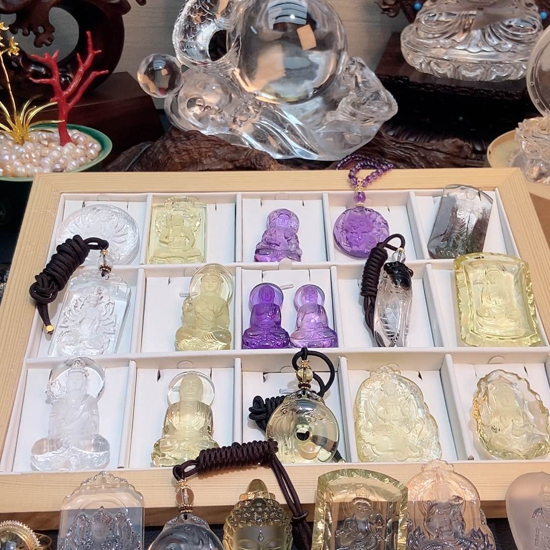 木随**缘白水晶无事牌吊坠