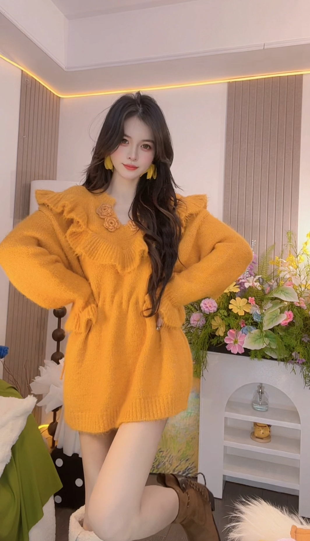 【舞动的华尔兹】毛针织衫蕾丝时尚长袖秋季温柔设计感秋冬新款