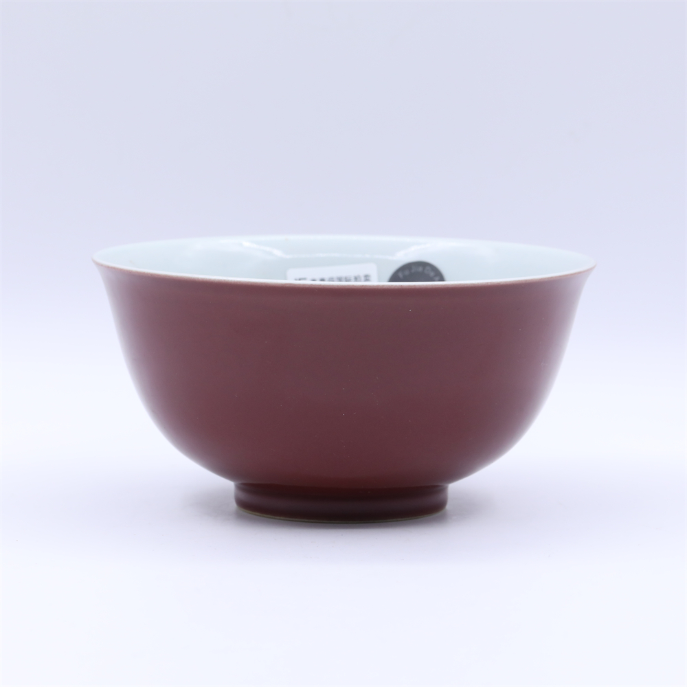 古董/古玩/瓷器/ 祭红釉宫碗LOT3782/老物件