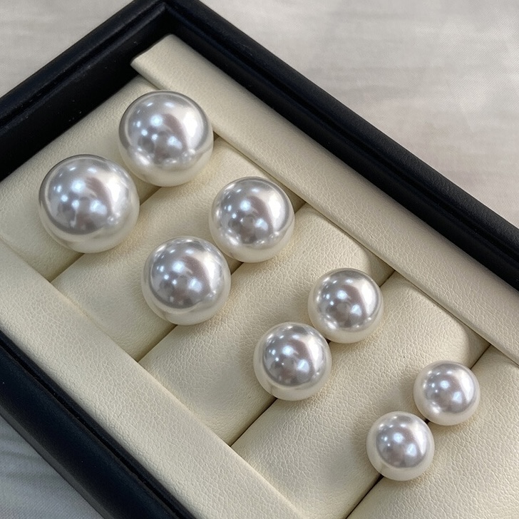 925纯银耳饰 正圆强光维纳斯冷白色气质百搭法式复古耳钉优雅耳环