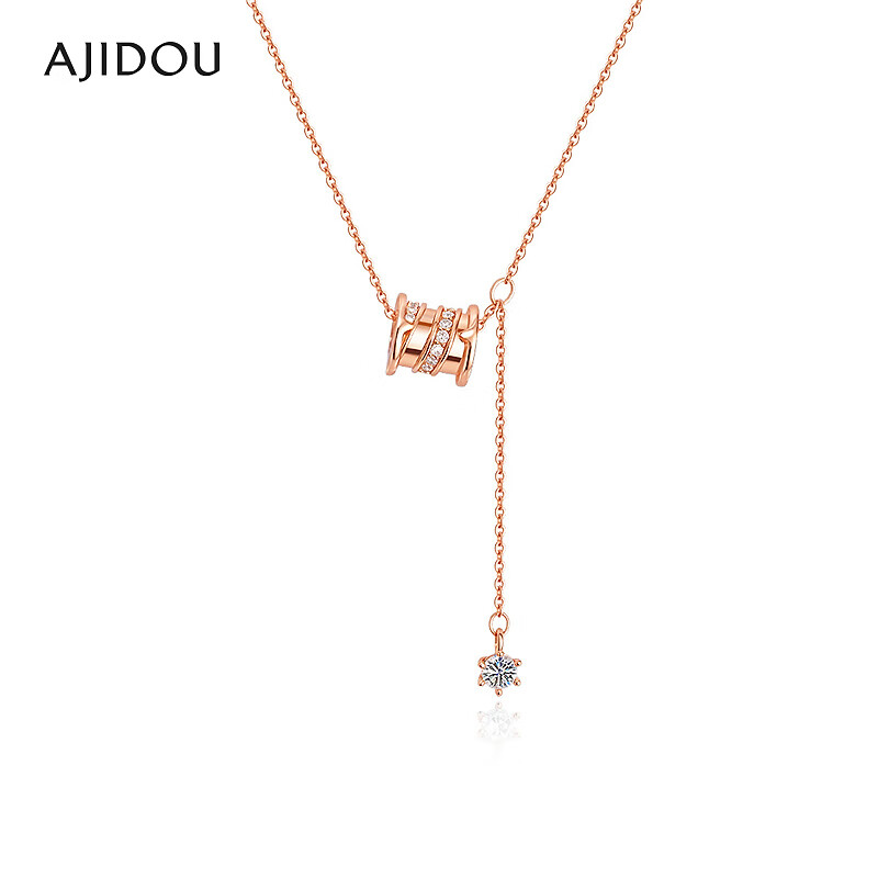 铜合金合成锆石项链 AJIDOU阿吉豆项链女款时尚玫金色小蛮腰气质
