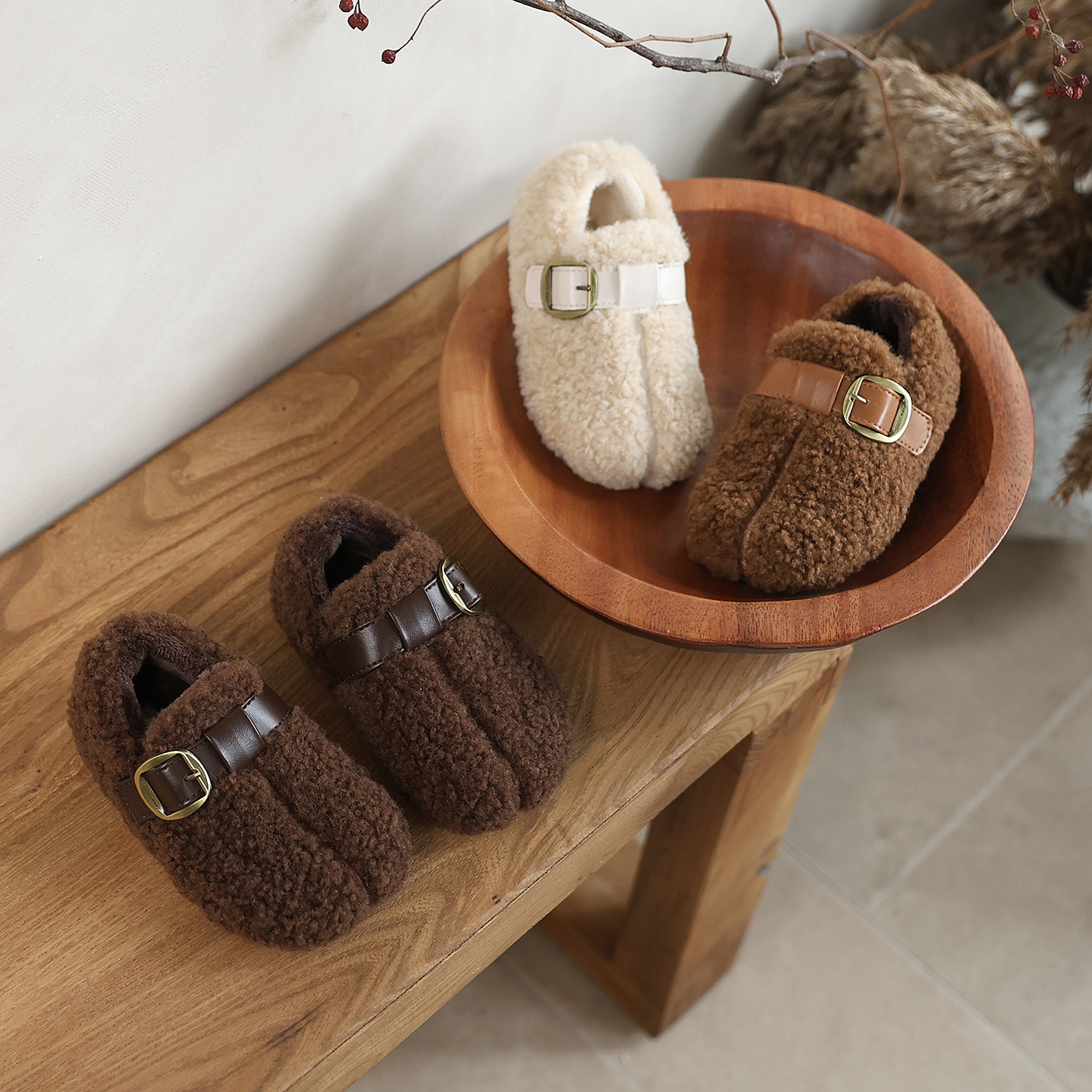 女童宝宝毛毛鞋韩版冬季外穿儿童勃肯鞋加绒豆豆鞋子小女孩二棉鞋